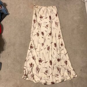 Midi Skirt with Fun Floral Pattern and Silky Material